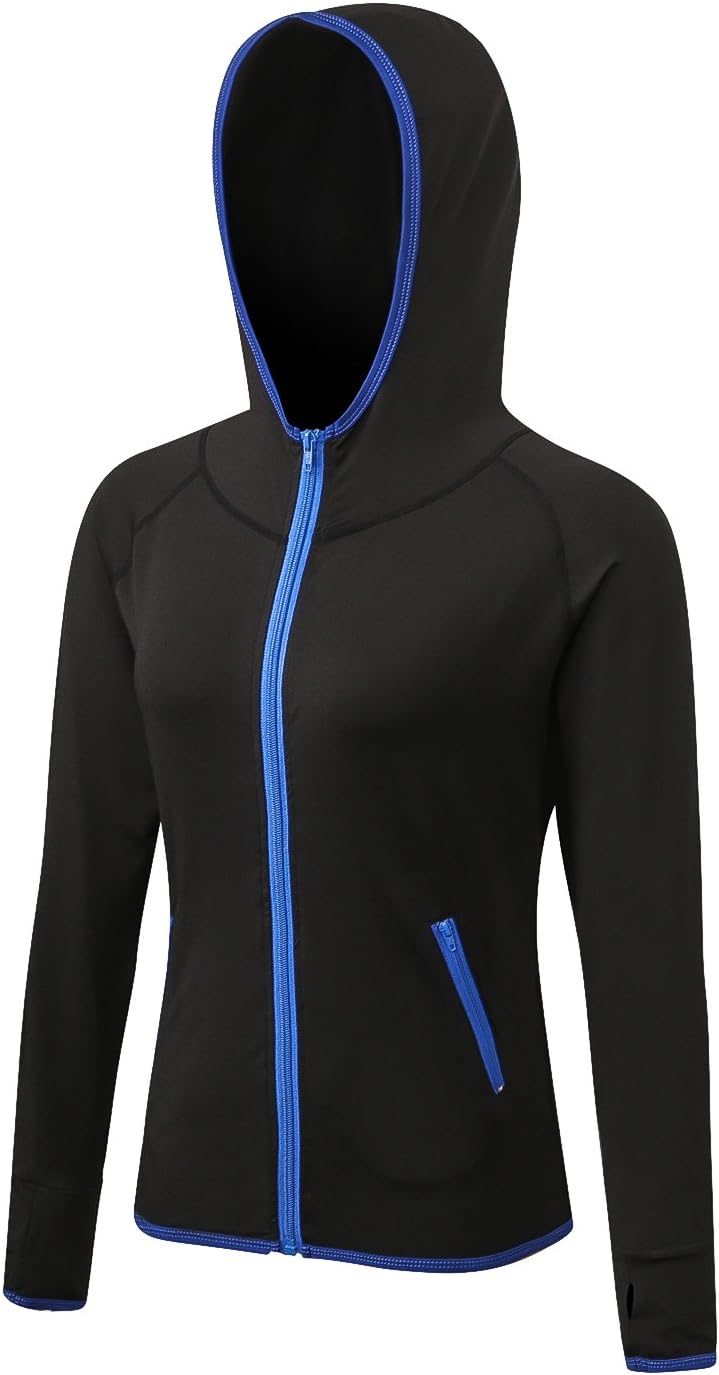 Onlyway Women's Quick Dry Long Sleeve Running Hoodies with Zip, Fitness Yoga Sports Top