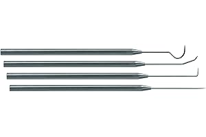 Moody Tools 55-0289 4-Piece 25 mil Precision Probe Set with Steel Handles | Includes: Straight, Single Bend, Double Bend, and Hook Tips
