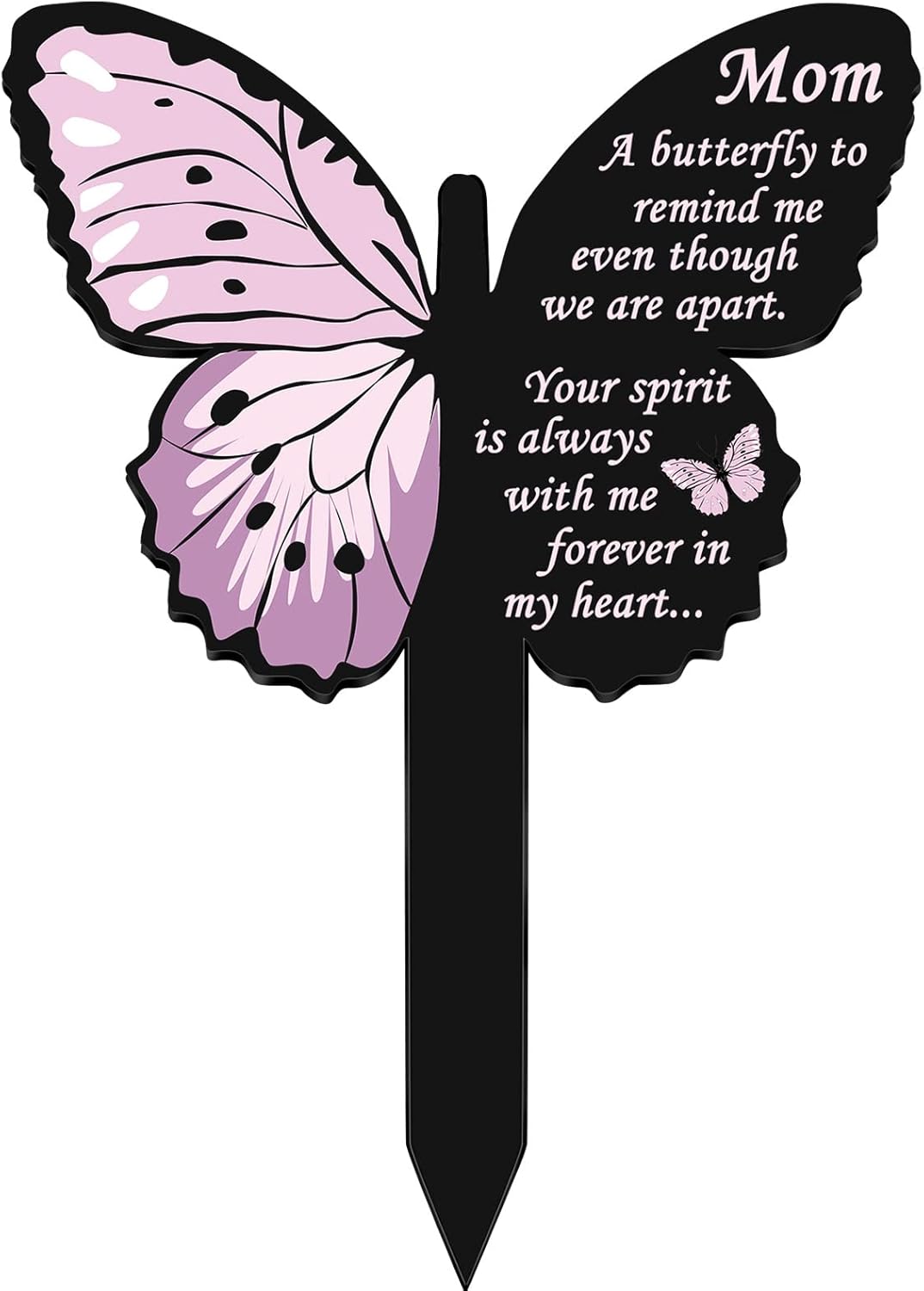 Decorative Garden Stakes - Mom Memorial Stakes Cemetery Grave Plaque Stake Markers Memorial Butterfly Plaques for Outdoors Sympathy Garden Stake Acrylic Grave Stake Waterproof Garden Grave Decoration (Cute Style)