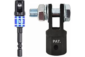 KickFun 1/2" Scissor Jack Adapter for Use with 1/2 Inch Drive/Impact Drills/Ratchet or Standard Drive Sockets or 13/16 Inch Lug Wrench/Tire Iron or Socket/Easy Lifting (2Pcs Set Black)