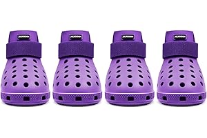 JOLIR DESIGN Dog Shoes for Hot Pavement - Dog Shoe for Small & Medium & Large Dogs, Dog Boots Paw Protectors, Easy ON & Off, Non-Slip, Waterproof, Easy-Clean Dog Booties for Beach and Snow (Purple, L)