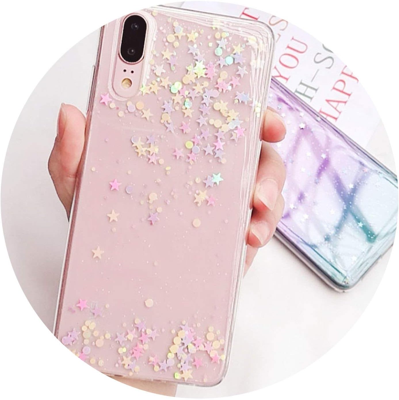 Bling Star Clear Soft Silicon Case for Huawei P20 Pro P Smart for Honor 7C 7A Pro V10 9 10 8 P10 P8 P9 Lite 2017 for Nova 3E 3 2s 2 Plus,2,New 3E