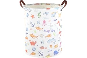 FXOCSHE Marine animal kids waterproof foldable laundry basket,Fish Hamper,Nursery Hamper,Baby Storage Baskets for boy Room,Gift Baskets,Home Organizer,Nursery Decor(Fishes)