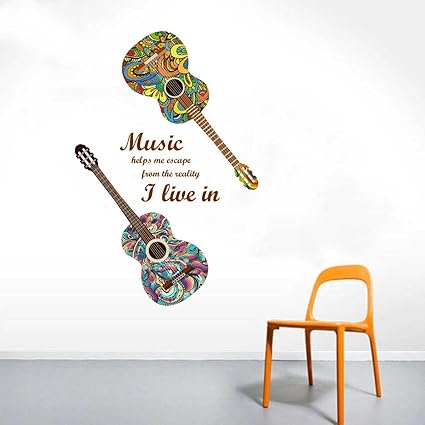 Rawpockets Guitar n Music Wall Sticker (Paper Print, 130 cm x 75cm)