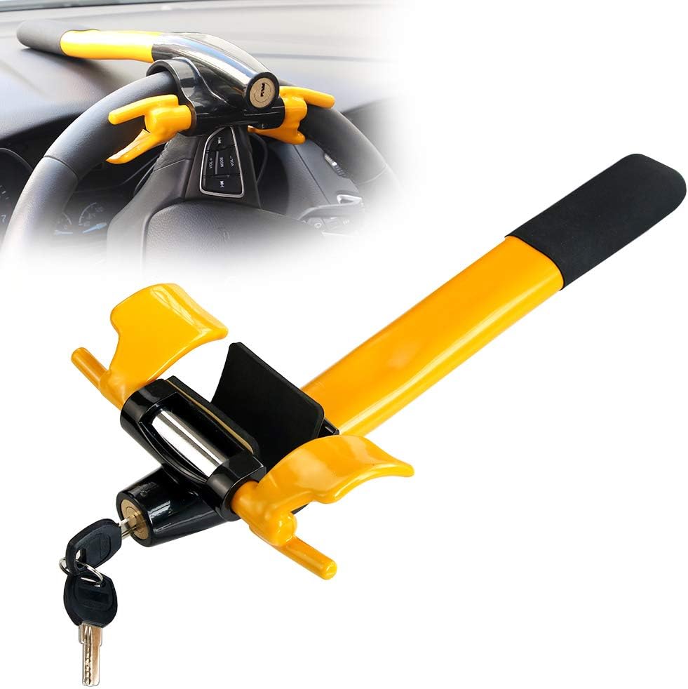 KAIRAY Car Steering Wheel Lock Universal AntiTheft Device for Car Van Truck SUV Yellow/Black