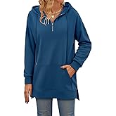 KISSMODA Oversized Hoodies for Women V Neck Half Zip Womens Sweatshirts Fall Pullover 2025 Winter Outfits Fashion Y2k Clothes
