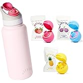 allsips 32oz Stainless Steel Air Water Bottle with Straw & 3 Refresher ScentSip Flavor Pods | Leak-Proof, Dishwasher Safe | Zero Calorie, Zero Sugar Flavored Water Bottle（Yellow Bottle）