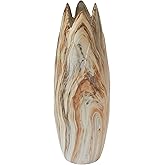 Deco 79 Ceramic Decorative Vase Marbled Centerpiece Vase with Angled Edge Opening and Rust Accents, Flower Vase for Home Deco