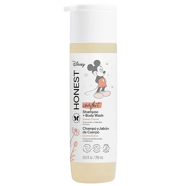 THE HONEST COMPANY 2-IN-1 CLEANSING SHAMPOO BODY WASH, GENTLE ENOUGH FOR BABY DERMATOLOGIST TESTED TEAR-FREE HYPOALLERGENIC DISNEY’S MICKEY MOUSE COMFORT SWEET CREAM 10 FL OZ