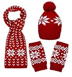 Simplicity Adult Child Scarf Hat Gloves Set Solid or Snowflake Knitting