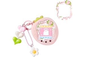BUBBLELOGUS Strawberry Bubble Protective Case for Tamagotchi Uni, Soft TPU Silicone Cover with Faceplate & Charms Set, Anti-Scratch & Waterproof (Pink)