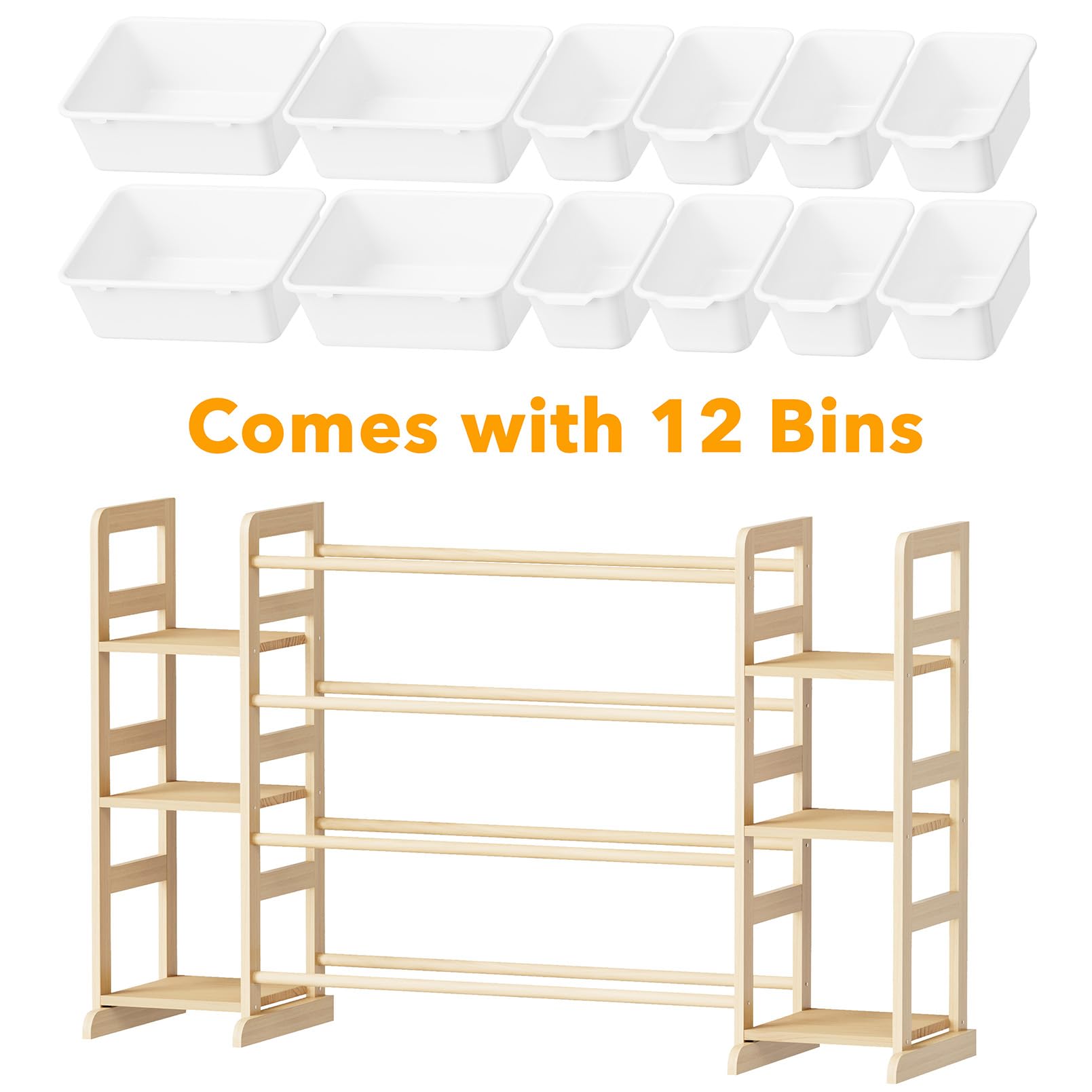 SpaceAid Toy Storage Organizer with 6 Shelves and 12 Bins, Toy Organizers Storage Bookshelf, Kids Bin Shelf Toys Box Bookcase for Bedroom Playroom Organization Room Decor, White