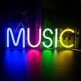 Lucunstar Music Neon Light Neon Sign for Wall Decor Colorful Letters Lights Sign Music Word LED for Bedroom Game Room Club Bar Party Decoration Game Room Decor in Christmas Party
