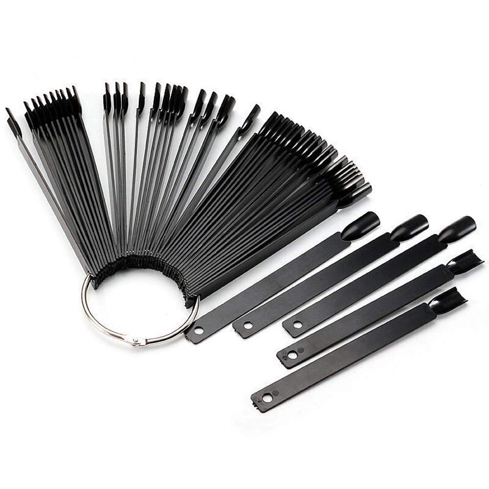 BNP 50 PCS False Nail Art Tips Sticks Nail Polish Color Card Plates Display Polish Board Nail Art Practice Supplies Home DIY Templates (Black) : Beauty