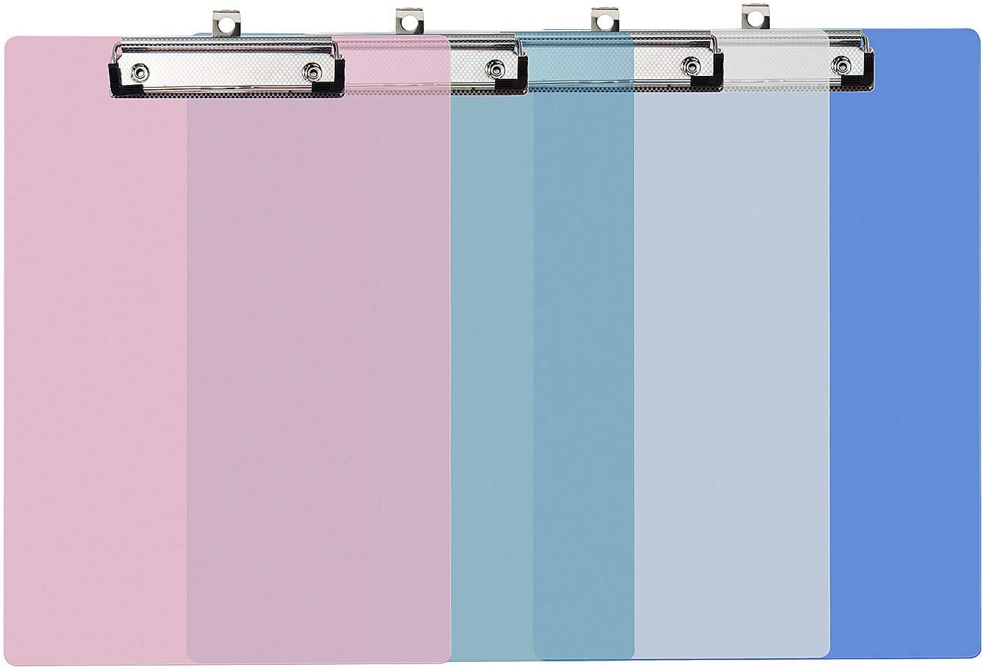 ZOEON 4 Pack Small Clipboard, A4 Plastic Transparent Clipboards, 4 Colors