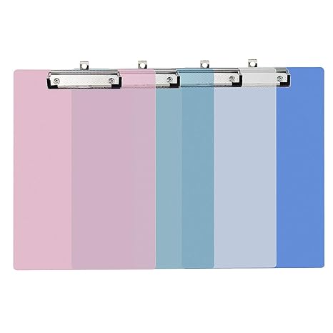 ZOEON 4 Stück Klemmbrett, A4 Transparente Kunststoff Klemmbrett, 4 Farben