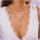 CLOORDE Colorful Gemstones Necklace for Women Sparkly Rhinestone Choker Multicolor Rainbow Necklace Wedding Party Prom Choker Jewelry Accessories for Her