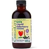 CHILDLIFE Essentials Organic Elderberry Syrup for Kids - Liquid Elderberry for Toddlers, Elderberry Extract Drops, Tincture for Babies, Toddlers, Children - 4 Fl Oz