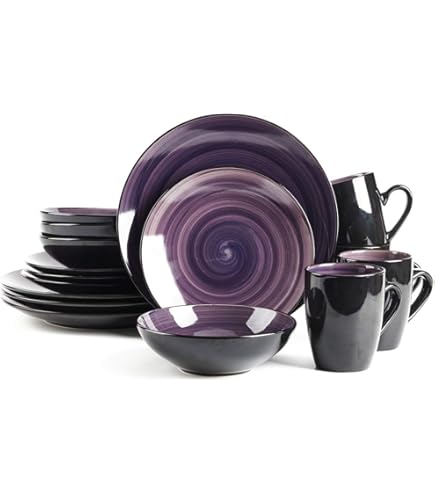 Ceramic Purple And Black Dishes Vajillas Modernas Para Personas