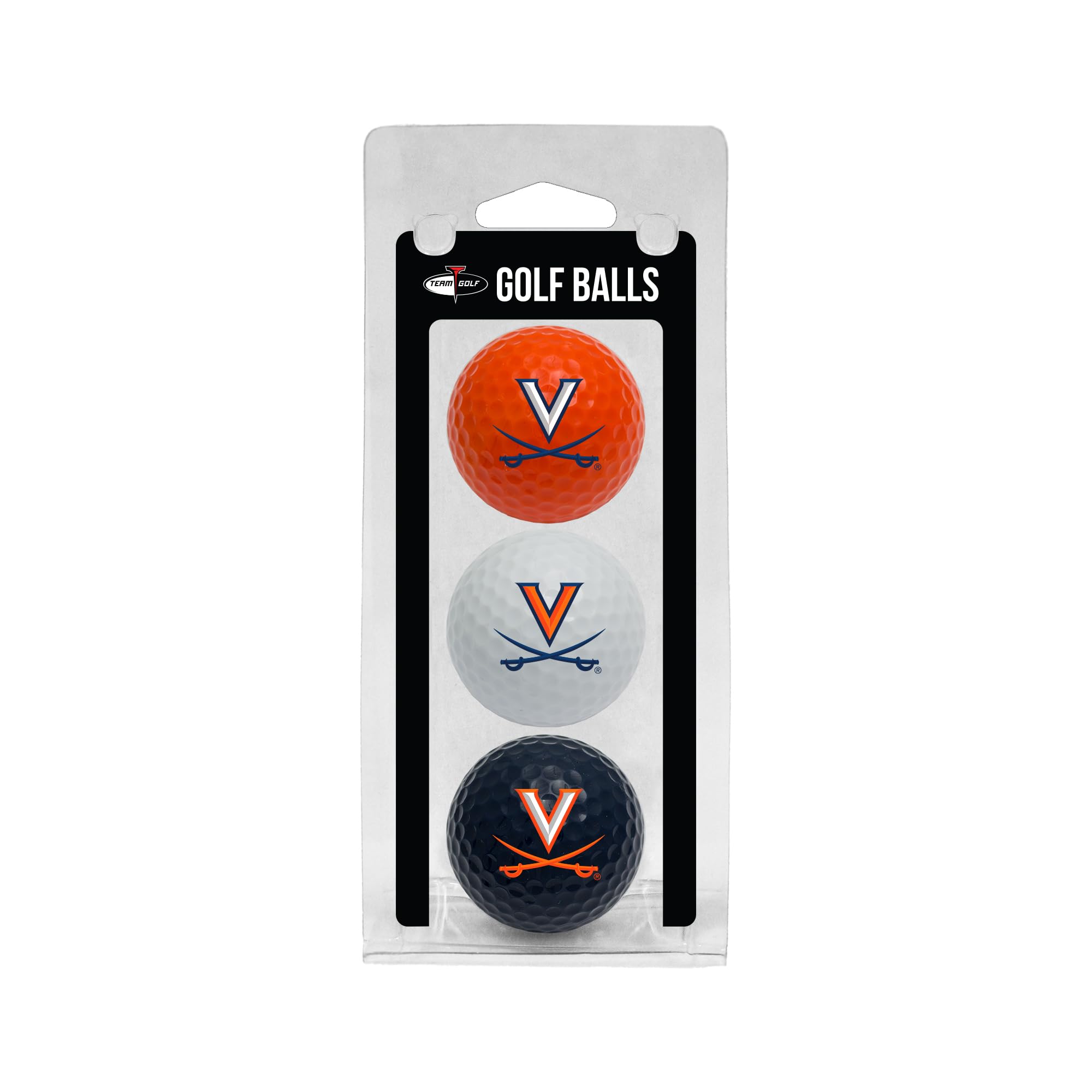 Team Golf NCAA Virginia Cavaliers 3 Golf Ball Pack Regulation Size Golf Balls, 3 Pack, Full Color Durable Team Imprint