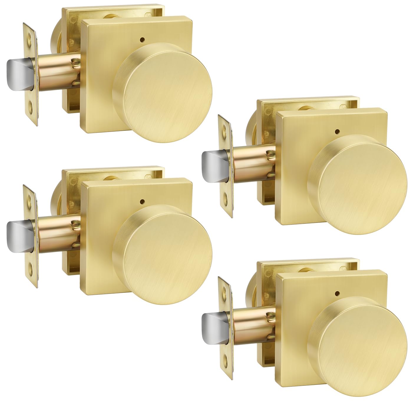 Photo 1 of goldenwarm Privacy Gold Interior Door Knobs, Zinc-Alloy Heavy Duty Interior Door Knobs Bedroom, Contemporary Brass Door Knob Handle Privacy, Brushed Gold Door Knob Interior for Bathroom(4 Pack)