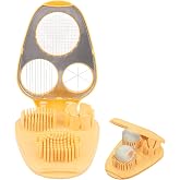 3-in-1 Egg Slicer for Hard Boiled Eggs, Stainless Steel Wire Egg Cutter with ABS Frame, Multi-Functional Kitchen Gadget for Slicing Strawberries, Bananas, Mushrooms &amp; Cheese(Yellow)