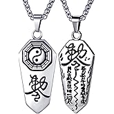 vicima Yin Yang Pendant Necklace for Men Taoist Necklace Taoism Jewelry Amulet Pendant with 24 Inches Stainless Steel Chain