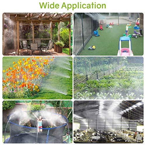 Outdoor Misting Cooling System, 59ft（18M） Patio Misting Kit with 19 Brass Mist Nozzles for Patio Garden Greenhouse Trampoline for Waterpark - Thumbnail 6