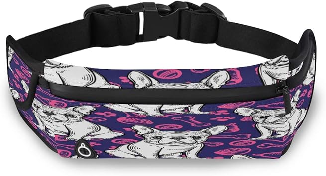 Amazon ウエストポーチ 手描き 犬 ブルドッグ 紫 骨柄 足跡 メンズ レディース 人気 安い ランニングポーチ おしゃれ かわいい 流行り スポーツポーチ 運動 ランキング ジョギング 収納 Haydna ランニングポーチ