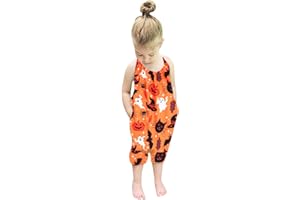 RAISEVERN Toddler Girls Halter Backless Romper Baby Kid Jumpsuit Pants Clothes with Pocket Size 1-6 T