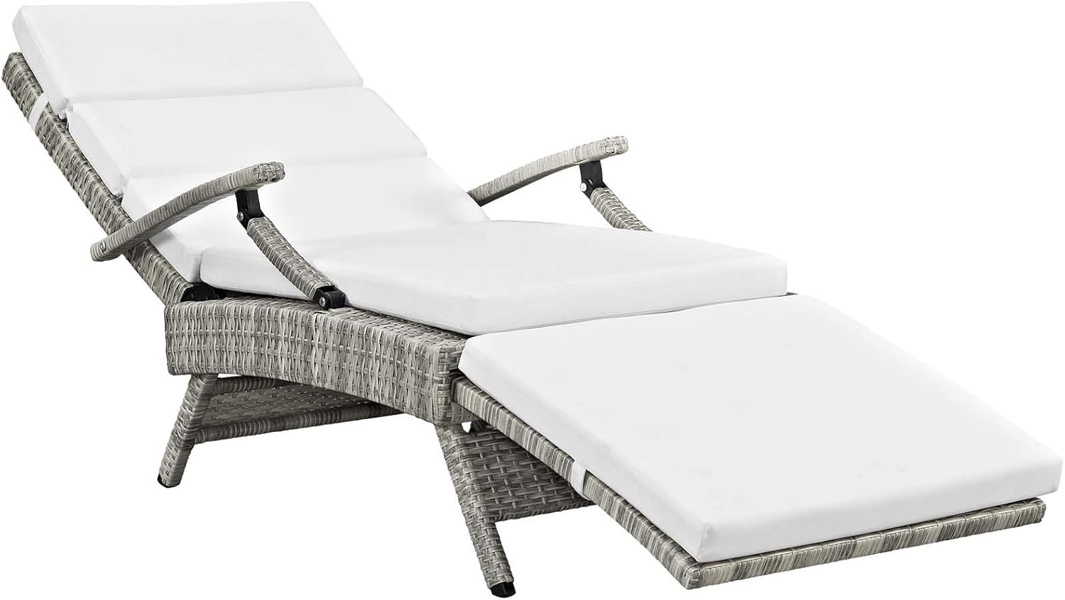 Modway Envisage Outdoor Patio Wicker Rattan Chaise Lounge in Light Gray White : Garden & Outdoor