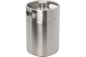 YaeTek 5L 170 Oz Beer Growler,Stainless Steel Big Beer Keg Bottle Growler for Wine Brew Pot Screw Cap Trim for Camping Hiking