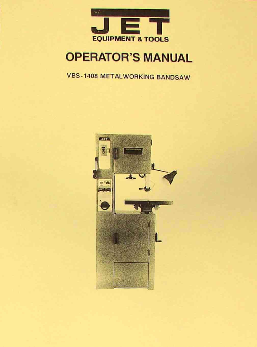 JET-Asian VBS-1408 Metal Band Saw & Blade Welder Instruction & Part Manual  Plastic Comb – 1900