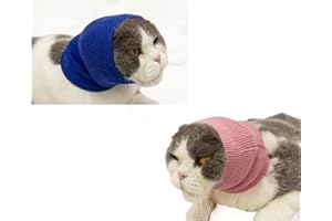 DDFS Cat Ear Muffs Noise Protection, 2Pcs Ear Cover Anxiety & Stress Relief - Neck Gaiter for Cats Pink+Blue S
