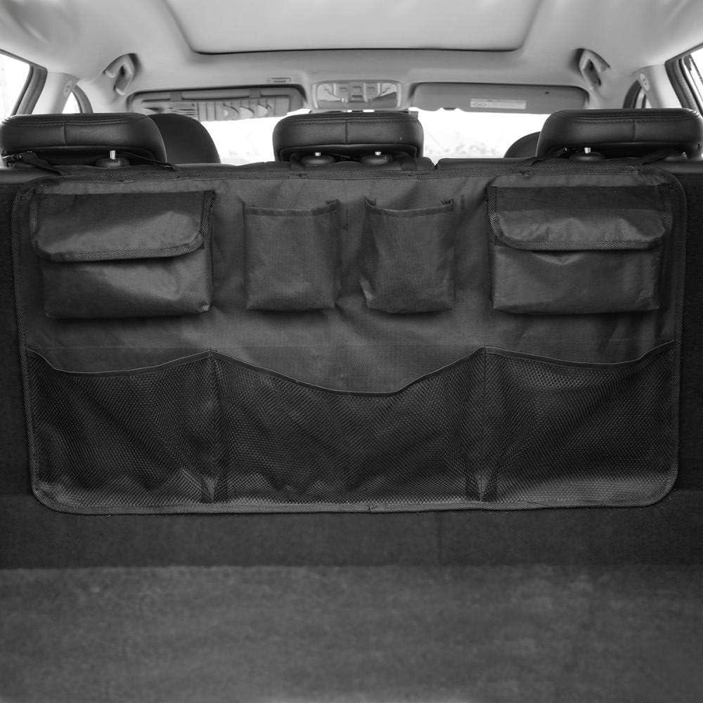 Kwolf Car Boot Organiser, Super Capacity Car Organiser, Durable Foldable Cargo Net Storage for More Trunk Space, Secure Car Organizer with Adjustable Straps to Fit All Vehicles (Black)