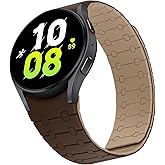 ZZDZZ Magnetic Band Compatible with Samsung Galaxy Watch 7/FE/6/5/4 Band 40mm 44mm/Galaxy Watch 5 Pro 45mm/Watch 6 4 Classic 42mm 46mm 43mm 47mm, 20mm Silicone Sport Strap for Women Men, D/L-Brown