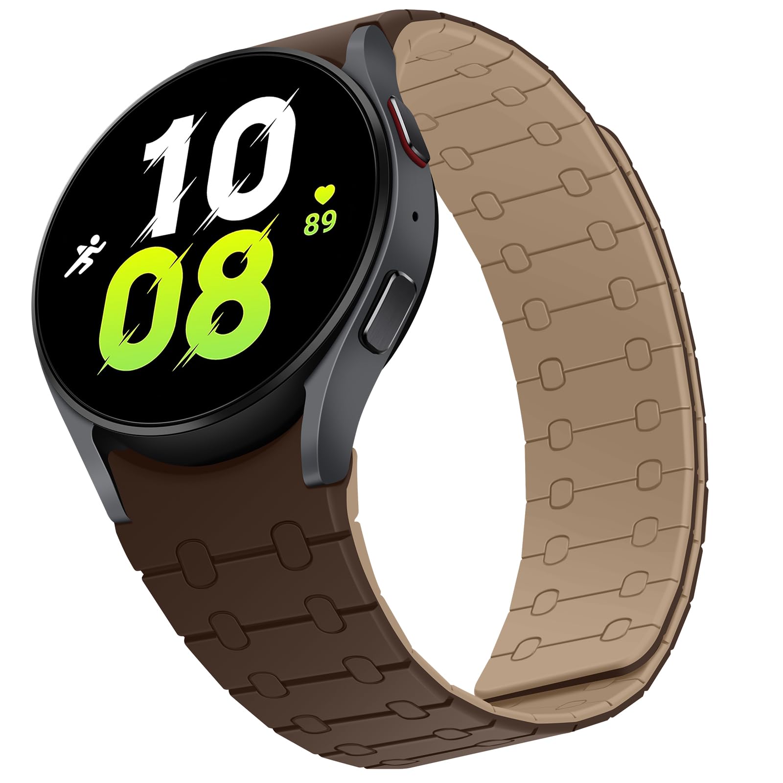 Photo 1 of ZZDZZ Magnetic Band Compatible with Samsung Galaxy Watch 7/FE/6/5/4 Band 40mm 44mm/Galaxy Watch 5 Pro 45mm/Watch 6 4 Classic 42mm 46mm 43mm 47mm, 20mm Silicone Sport Strap for Women Men, D/L-Brown