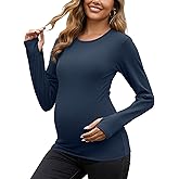 GINKANA Maternity Workout Tops Long Sleeve Pregnancy Yoga Shirts for Pregnant Women Thumb Holes Mama Clothes