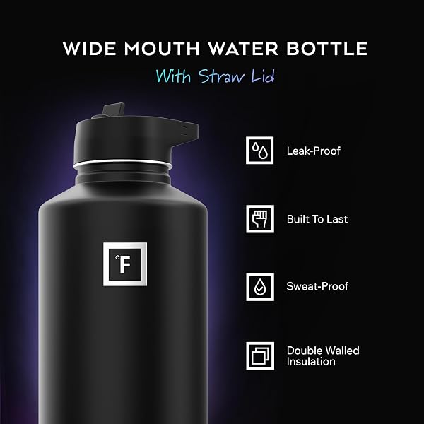 IRON °FLASK 64 OZ WIDE MOUTH WATER BOTTLE WITH STRAW