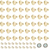 UNICRAFTALE 60pcs 18K Gold Plated Blanks Stud Earring Round Cabochon Earring Bezels Trays Post Stainless Steel Earring Studs Post Cup Stud Findings with Loop for Earring Jewelry Making