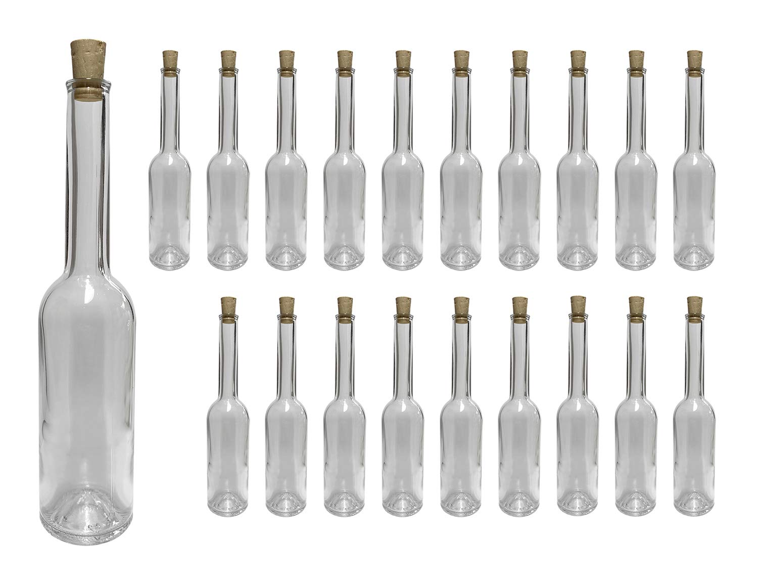 Giehl 20 Empty Glass Bottles Clear 100 ml with Cap, Schnapps Bottle, Oil Bottle, Bottle with Cork