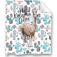 Loong Design Llama and Cactus Throw Blanket Super Soft, Fluffy, Premium Sherpa Fleece Blanket 50