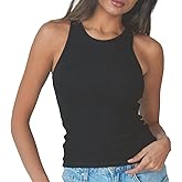 Klassy Network Loose High Neck Brami Tank-Top for Women - Built-in Bra Racerback Full Length Tank with Straps