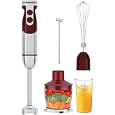 MegaWise Pro Titanium Reinforced 5 in1 Immersion Hand Blender, Powerful with 80% Sharper Blades, 12 Speed Corded Blender, Inc