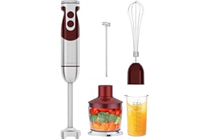 MegaWise Pro Titanium Reinforced 5 in1 Immersion Hand Blender, Powerful with 80% Sharper Blades, 12 Speed Corded Blender, Inc