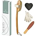 ZEN ME Dry Brushing Body Brush Set for Lymphatic Drainage - Natural Exfoliation Kit with Premium Boar Bristle Brush, Exfoliat