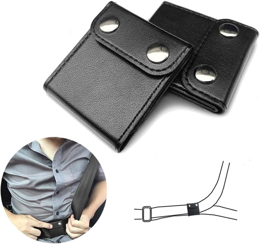 ILIVABLE Seatbelt Adjuster, Comfort Universal Auto Shoulder Neck Strap Positioner Clips, Vehicle Seat Belt Covers (2 Pack, Black)