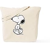 CafePress Peanuts Snoopy Natural Canvas Tote Bag, Reusable Shopping Bag