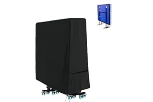 Saking Ping Pong Table Cover, Heavy Duty Table Tennis Table Cover Waterproof Sunproof Indoor & Outdoor, Fits Universal 9x5 FT Folding Tables, Windproof Cover with Zipper & Buckles, Black