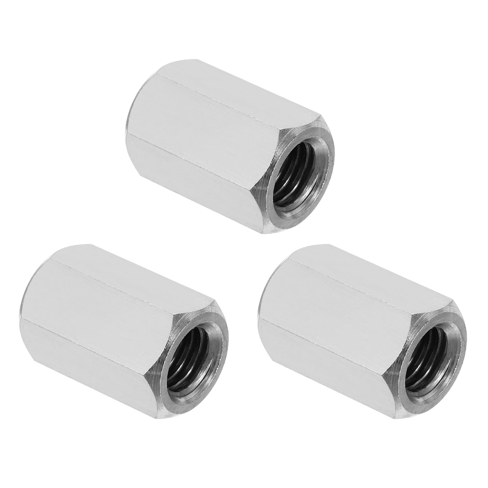 PATIKIL 1/2"-13 UNC 304 Stainless Steel Hex Coupling Nuts, 3Pcs 1.18" Length Fully Threaded Rod Coarse Coupling Nut Studding Connector Fasteners, Silver Tone